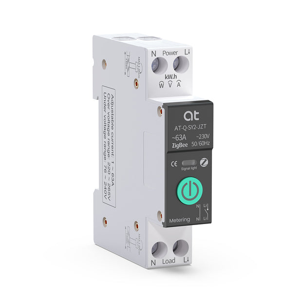 AT-Q-SY2 ZigBee DIN Rail Switch Smart Relay Over/Under-voltage Protection